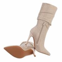 Damen High-Heel Stiefeletten - beige