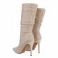 Damen High-Heel Stiefeletten - beige