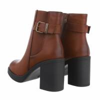 Damen High-Heel Stiefeletten - camel