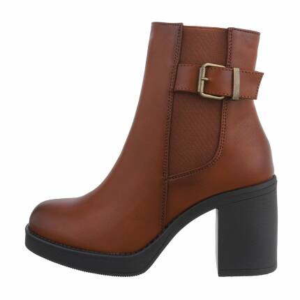 Damen High-Heel Stiefeletten - camel Gr. 40