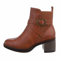 Damen High-Heel Stiefeletten - camel