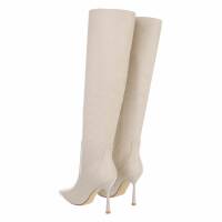 Damen High-Heel Stiefel - beige