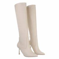 Damen High-Heel Stiefel - beige