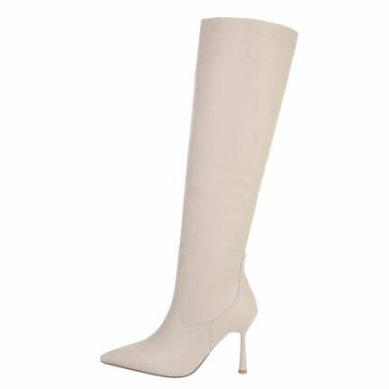 Damen High-Heel Stiefel - beige Gr. 40