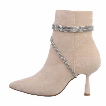 Damen High-Heel Stiefeletten - beige