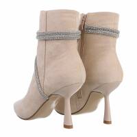 Damen High-Heel Stiefeletten - beige