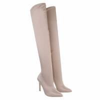 Damen Overknee-Stiefel - beige