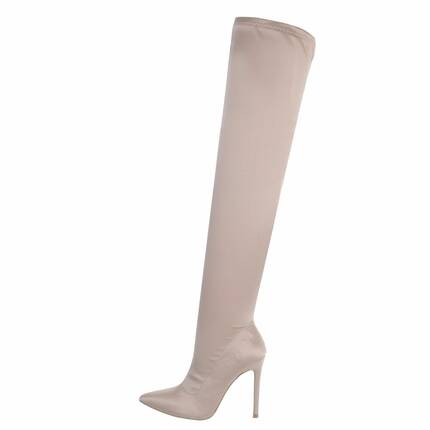 Damen Overknee-Stiefel - beige Gr. 36