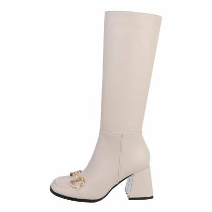 Damen High-Heel Stiefel - beige Gr. 38