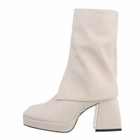 Damen High-Heel Stiefeletten - beige