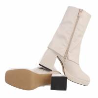 Damen High-Heel Stiefeletten - beige