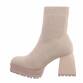 Damen High-Heel Stiefeletten - beige