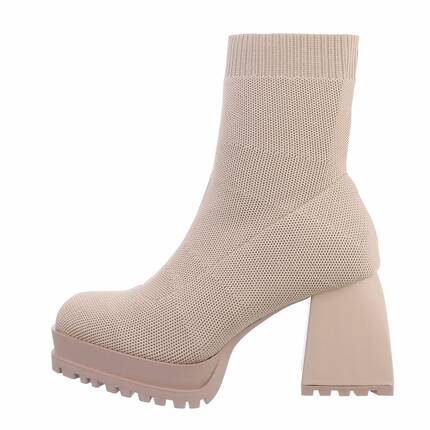 Damen High-Heel Stiefeletten - beige Gr. 36