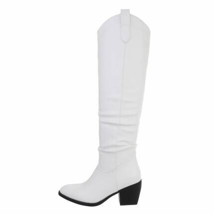 Damen Overknee-Stiefel - white