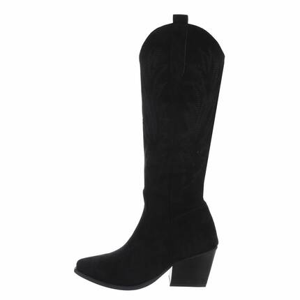 Damen Western- & Bikerboots - blacksuede Gr. 38