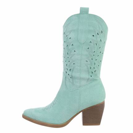 Damen Western- & Bikerboots - turquoisesuede