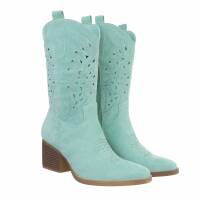 Damen Western- & Bikerboots - turquoisesuede