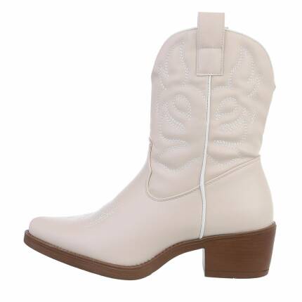 Damen Western- & Bikerboots - beigepu Gr. 37