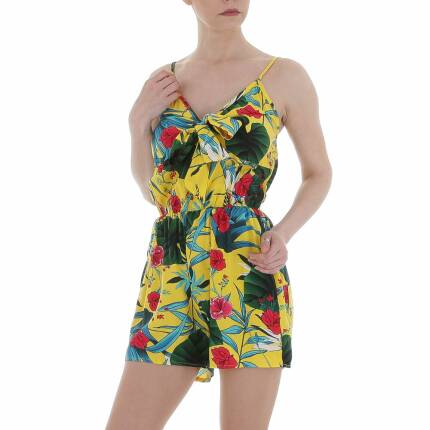 Damen Kurzer Jumpsuit von LEEZIO Gr. M/L - yellow