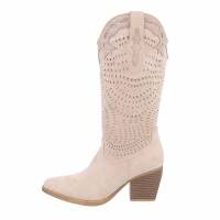 Damen Western- & Bikerboots - beigesuede