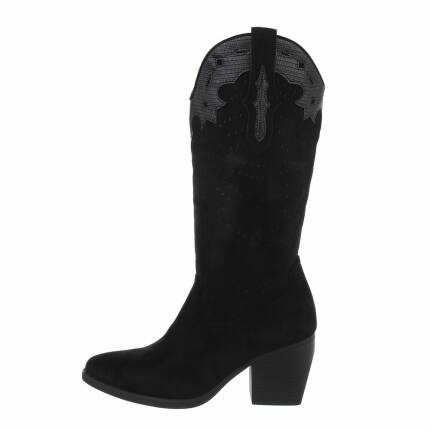 Damen Western- & Bikerboots - blacksuede Gr. 36