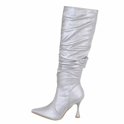 Damen High-Heel Stiefel - silver Gr. 36