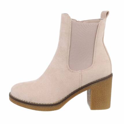 Damen High-Heel Stiefeletten - beigesuede Gr. 40