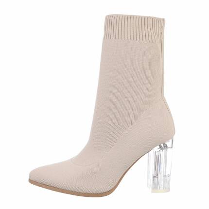 Damen High-Heel Stiefeletten - beige