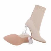 Damen High-Heel Stiefeletten - beige