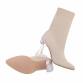 Damen High-Heel Stiefeletten - beige