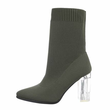 Damen High-Heel Stiefeletten - olive - 12 Paar