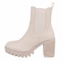 Damen High-Heel Stiefeletten - beige