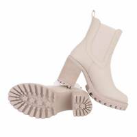 Damen High-Heel Stiefeletten - beige