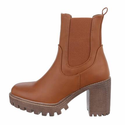 Damen High-Heel Stiefeletten - camel Gr. 37