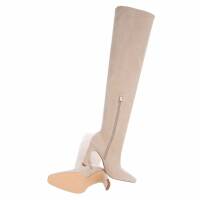 Damen Overknee-Stiefel - beige