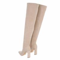 Damen Overknee-Stiefel - beige