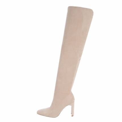 Damen Overknee-Stiefel - beige Gr. 37