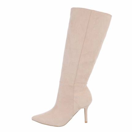 Damen High-Heel Stiefel - beige