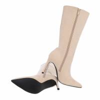 Damen High-Heel Stiefel - beige