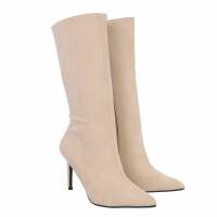 Damen High-Heel Stiefel - beige