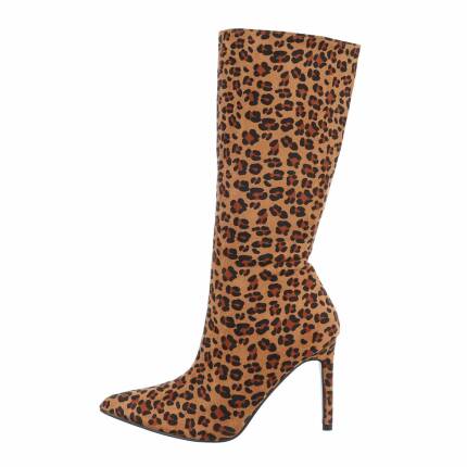 Damen High-Heel Stiefel - leopard