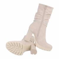 Damen High-Heel Stiefeletten - beige