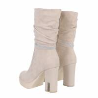 Damen High-Heel Stiefeletten - beige