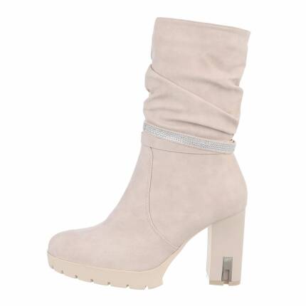 Damen High-Heel Stiefeletten - beige Gr. 38