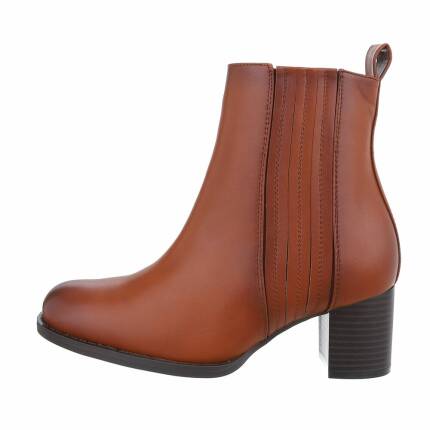 Damen High-Heel Stiefeletten - camel