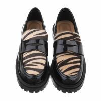 Damen Slipper - beigezebra