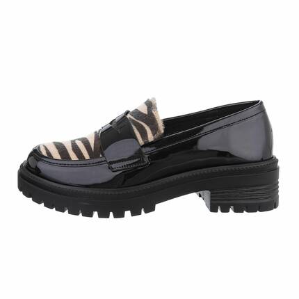 Damen Slipper - beigezebra Gr. 36