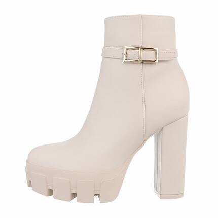 Damen High-Heel Stiefeletten - beigepu Gr. 37