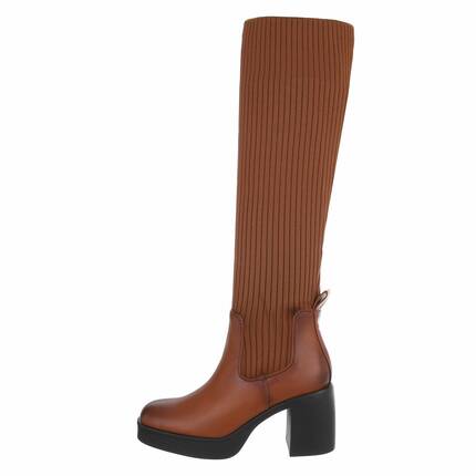 Damen High-Heel Stiefel - camel Gr. 38