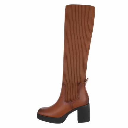 Damen High-Heel Stiefel - camel Gr. 39